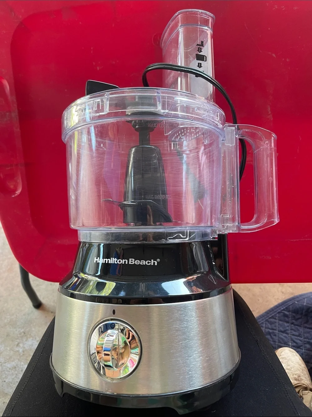 Hamilton Beach Black and Stainless Steel Food Processor with Clear Bowl